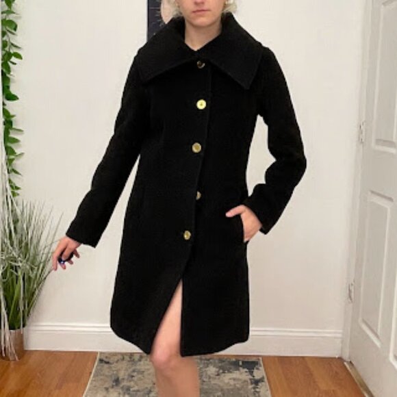 Coach Single-Breasted Button-Up Coat Long Sleeve Size S Black - Picture 2 of 16
